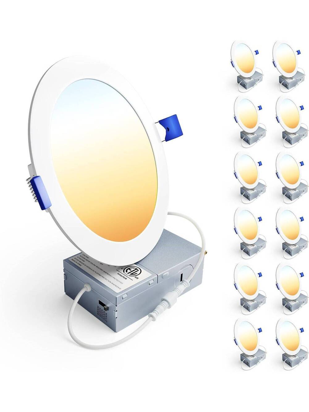 6 Inch LED Recessed Ceiling Lights - 12 Pack, 5CCT, 1200LM, 12W, 120V